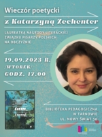 Plakat wieczoru poetyckiego z Katarzyną Zechenter