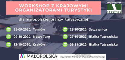 Plakat warsztatów dla małopolskiej branży turystycznej