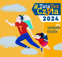 Plakat kampanii "#TataTeżCzyta2024"