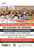 Plakat bezpłatnych zajęć fitness