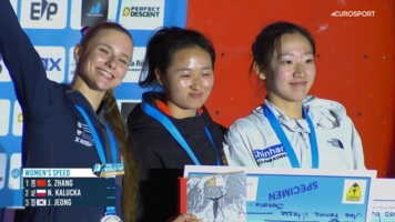 Medalistki Pucharu Świata w konkurencji na czas we wspinaczce sportowej. Pierwsza z lewej Natalia Kałucka