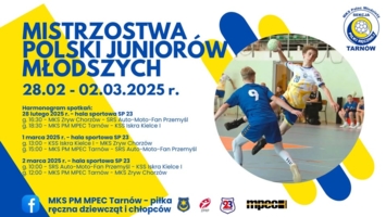 Plakat 1/16 finału Mistrzostw Polski juniorów młodszych w piłce ręcznej