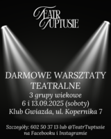 Plakat darmowych warsztatów teatralnych