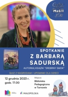 Plakat autorskiego spotkania z Barbarą Sadurską