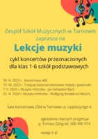 Plakat cyklu koncertów "Lekcje muzyki"
