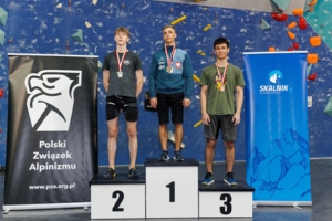 Podium Pucharu Polski seniorów w konkurencji na czas. W środku Oskar Szalecki.