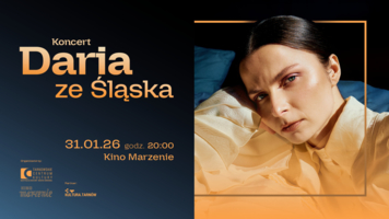 Na zdjęciu artystka oraz informacje dotyczące miejsca, godziny i daty koncertu