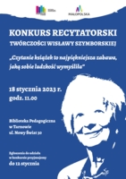 Plakat konkursu recytatorskiego twórczości Wisławy Szymborskiej