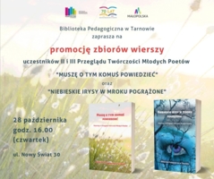 plakat biblioteka pedagogiczna, promocja wierszy