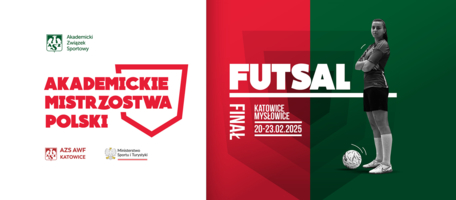 Plakat finału Akademickich Mistrzostw Polski kobiet w futsalu