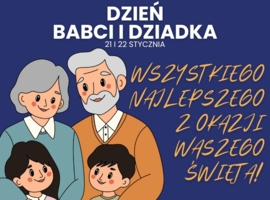 Na zdjęciu grafika dziadków ze swoimi wnukami