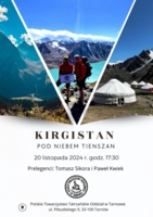 Plakat prelekcji "Kirgistan - pod niebem Tienszan"