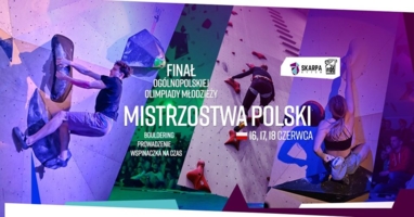 Plakat Mistrzostw Polski juniorów, juniorów młodszych i młodzików we wspinaczce sportowej