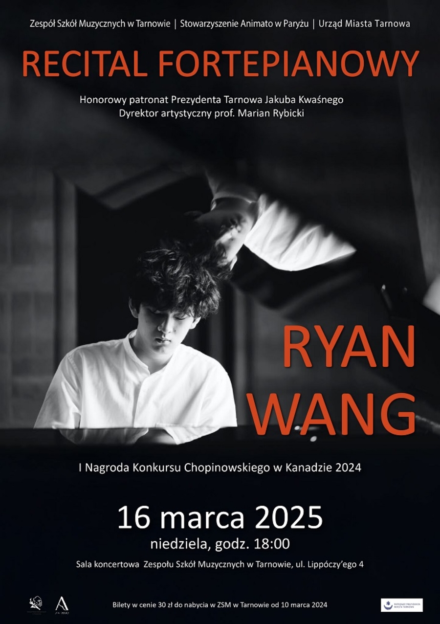 Plakat recitalu fortepianowego Ryana Wanga