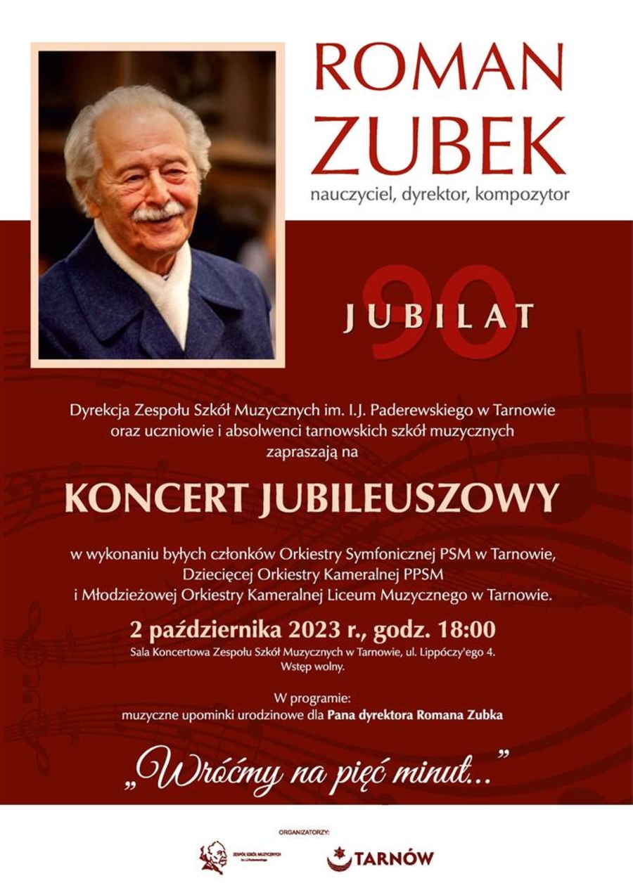 Plakat koncertu jubileuszowego Romana Zubka