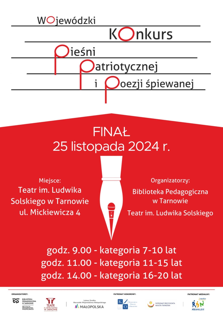 Plakat finału Wojewódzkiego Konkursu Pieśni Patriotycznej i Poezji Śpiewanej