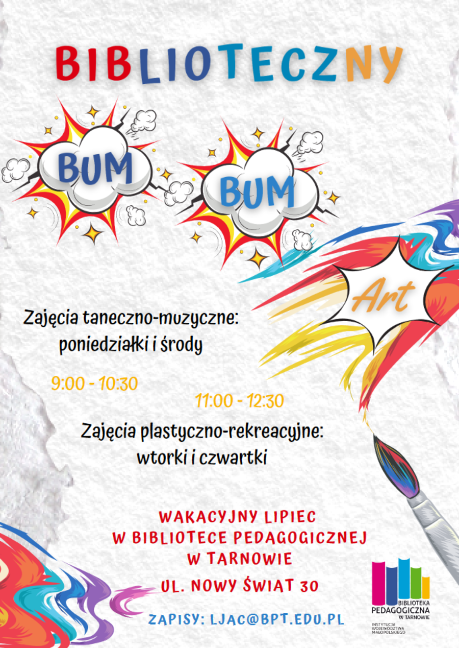 Plakat "Wakacyjnego lipca w Bibliotece Pedagogicznej"
