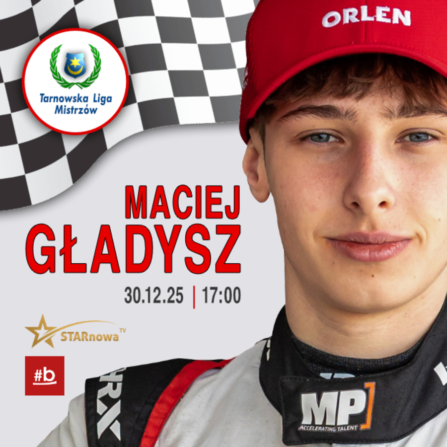 Plakat Tarnowskiej Ligi Mistrzów z udziałem Macieja Gładysza