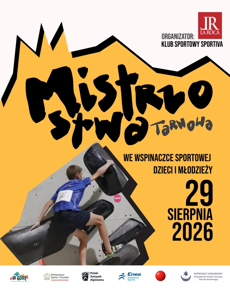 Plakat Mistrzostw Tarnowa we wspinaczce sportowej dzieci i młodzieży