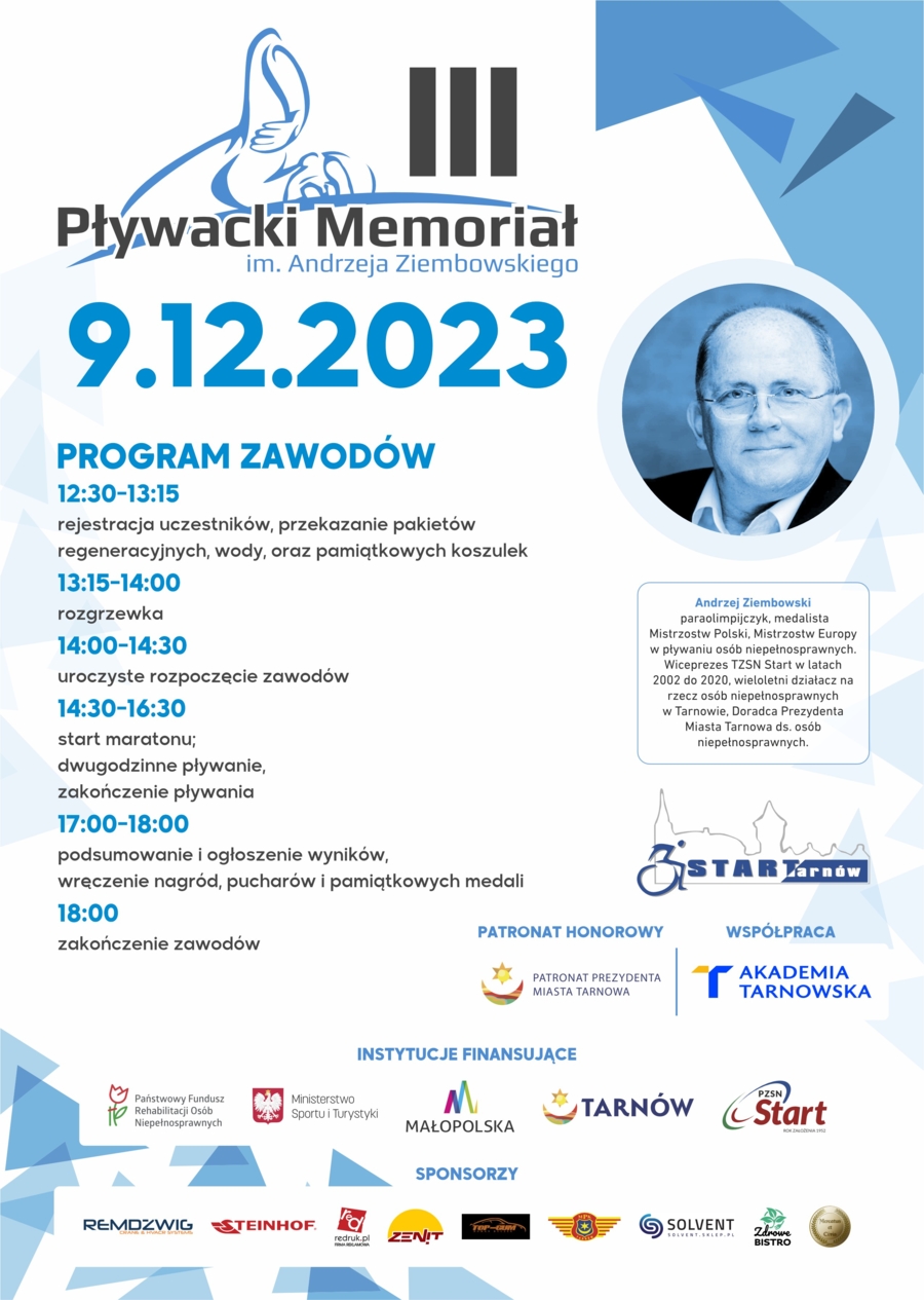 Plakat III Memoriału Pływackiego Andrzeja Ziembowskiego