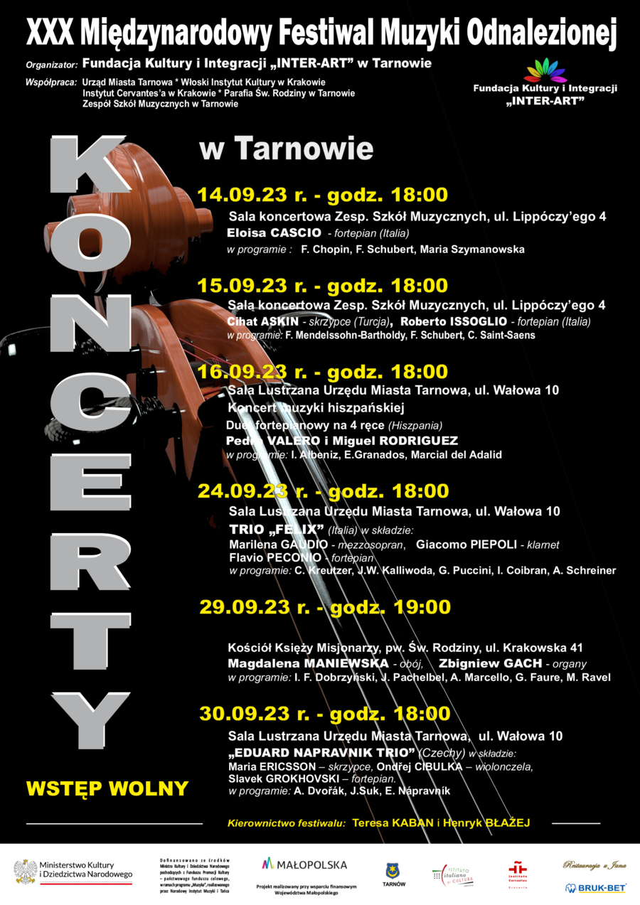 Plakat Międzynarodowego Festiwalu Muzyki Odnalezionej w Tarnowie