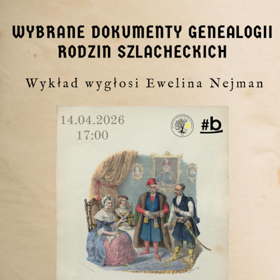 Plakat wykładu o genealogii rodzin szlacheckich