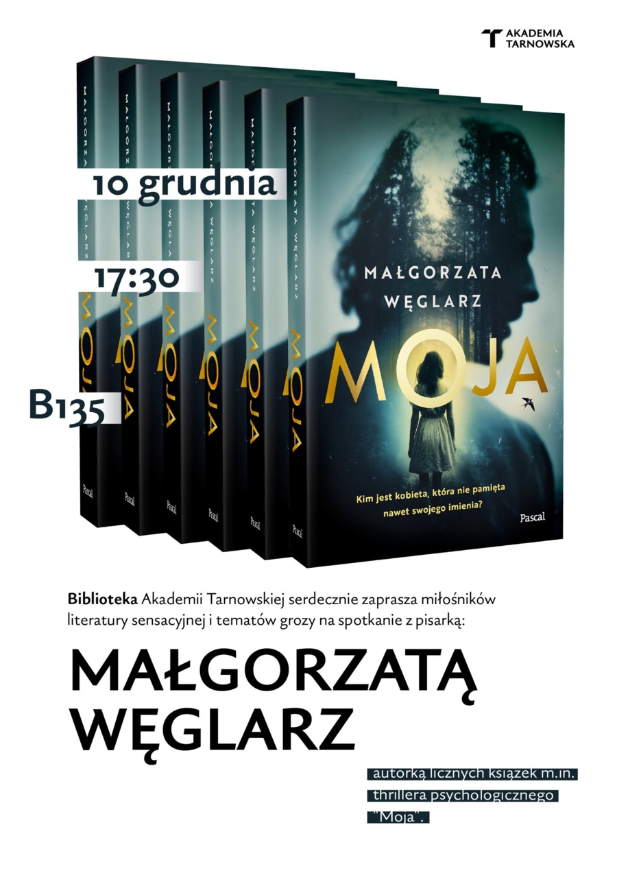 Plakat spotkania autorskiego z Małgorzatą Węglarz