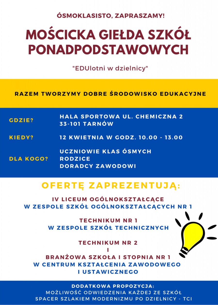 Plakat Mościckiej Giełdy Szkół Ponadpodstawowych