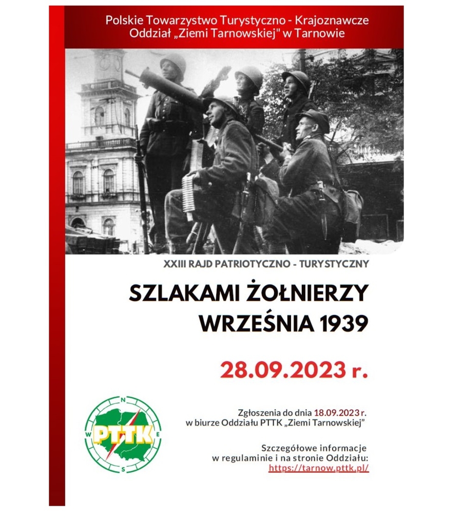 Plakat XXIII Rajdu Patriotyczno-Turystycznego „Szlakami Żołnierzy Września 1939”
