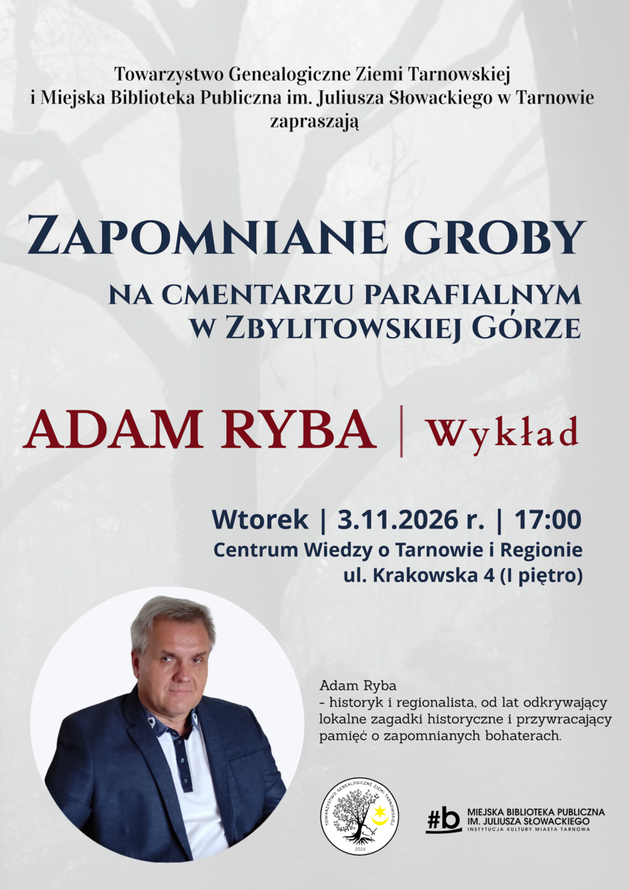 Plakat spotkania z Adamem Rybą
