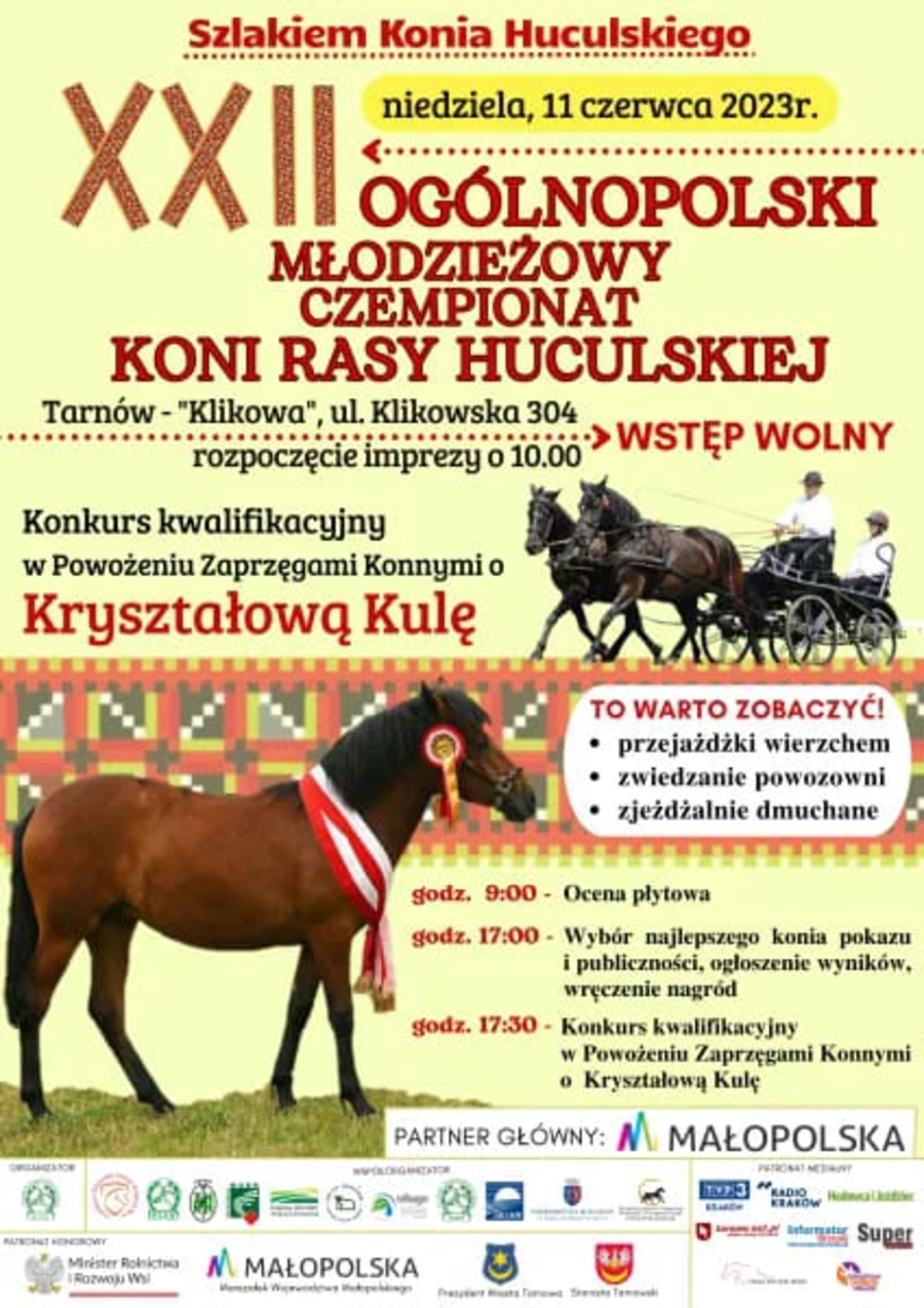 Plakat XXII Ogólnopolskiego Młodzieżowego Czempionatu Koni Rasy Huculskiej