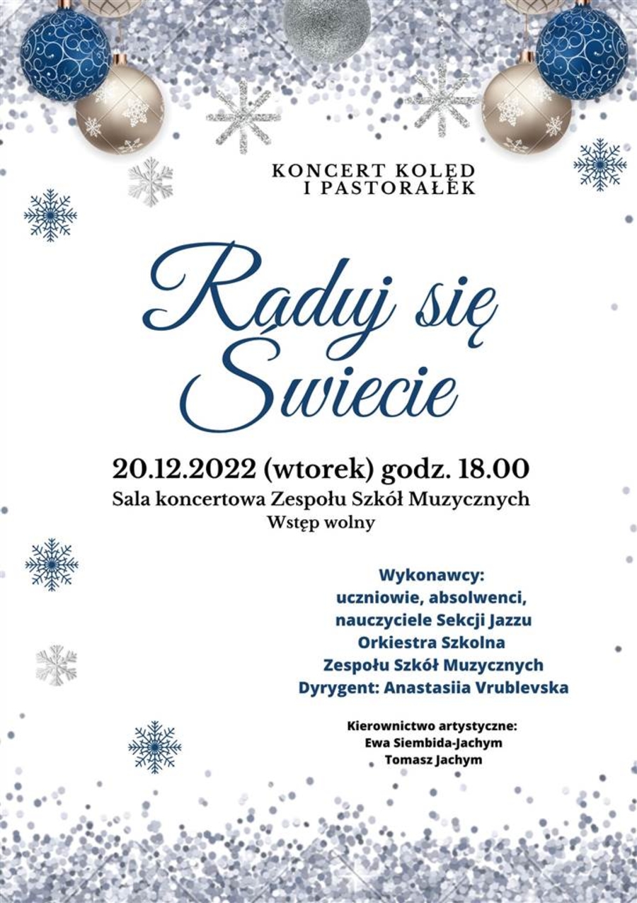 Plakat koncertu kolęd i pastorałek "Raduj się świecie"