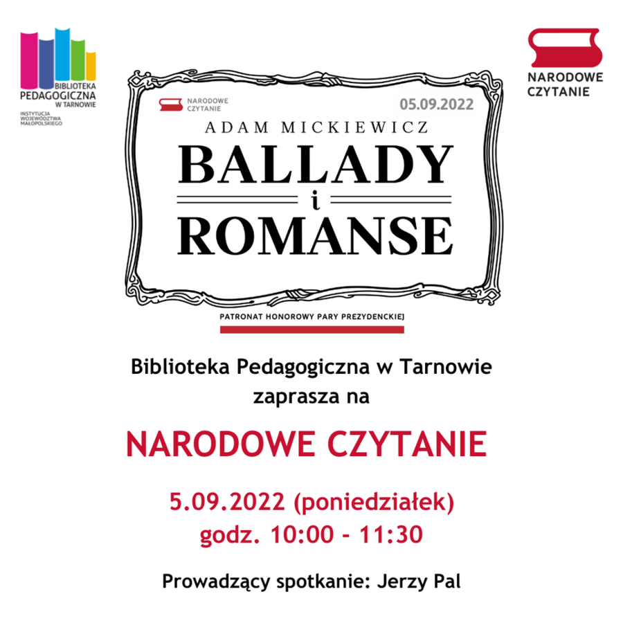 Plakat "Narodowego Czytania" w Bibliotece Pedagogicznej