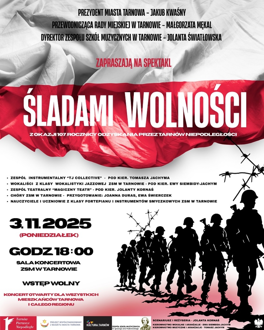 Plakat spektaklu "Śladami wolności"