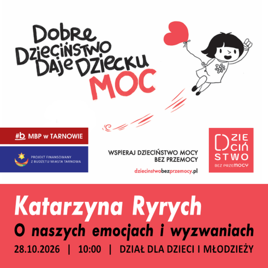 Plakat spotkania autorskiego z Katarzyną Ryrych