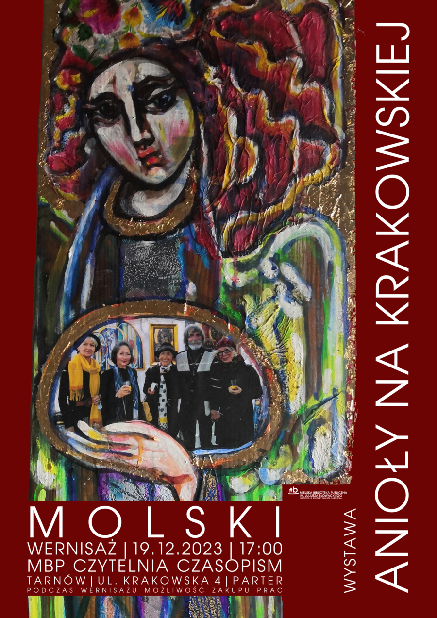 Plakat wystawy Eugeniusza Molskiego "Anioły na Krakowskiej"