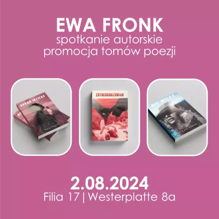 Plakat spotkania autorskiego z Ewą Fronk