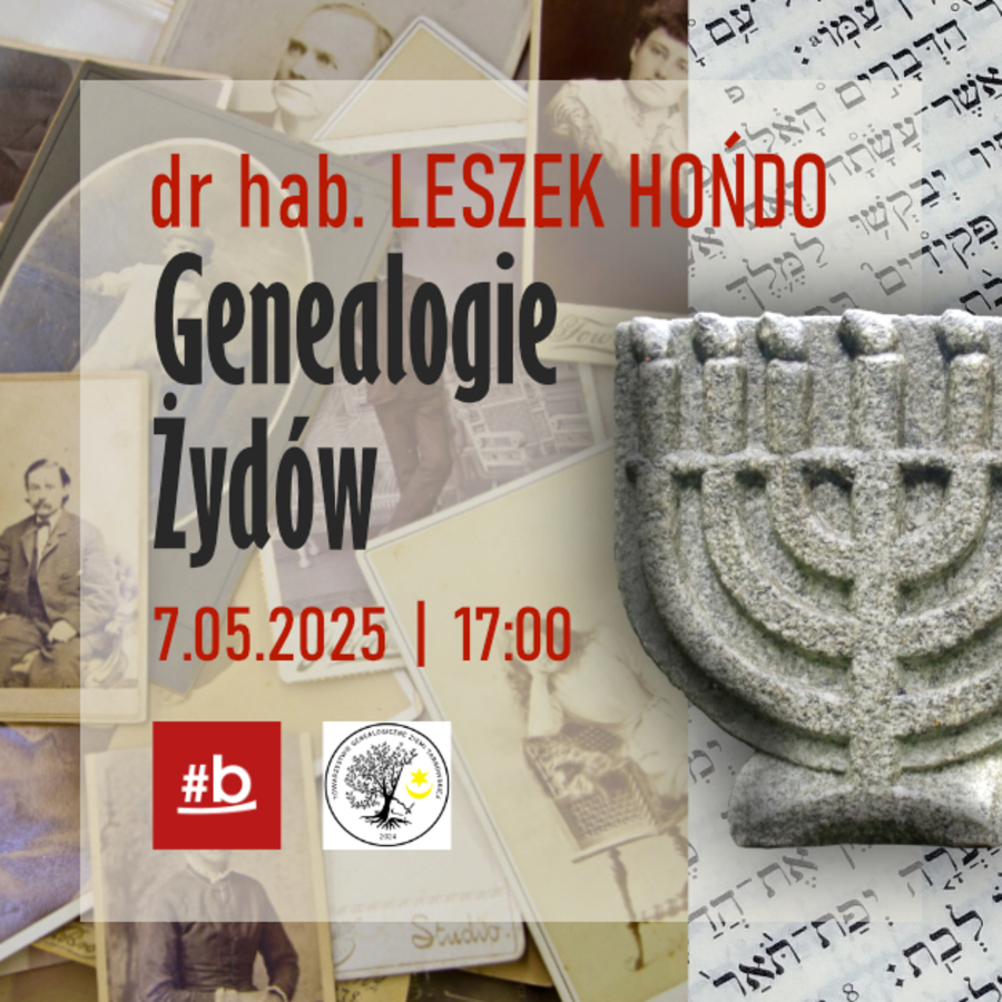 Plakat wykładu "Genealogia Żydów"