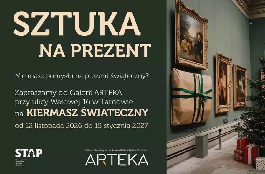 Plakat świątecznego kiermaszu w Galerii "Arteka"