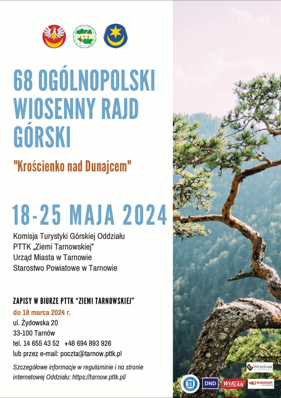 Plakat 68. Ogólnopolskiego Wiosennego Rajdu Górskiego „Krościenko nad Dunajcem”