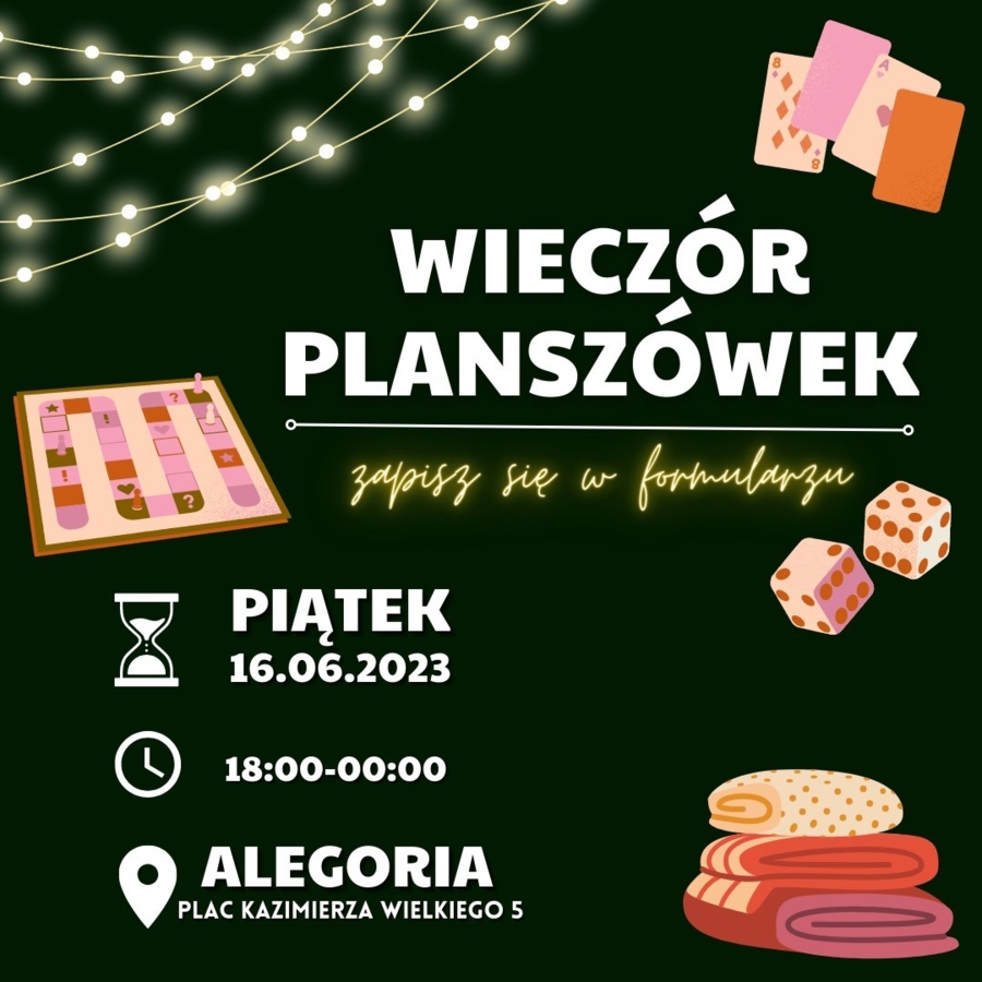 Plakat Tarnowskiego Wieczora Planszówek