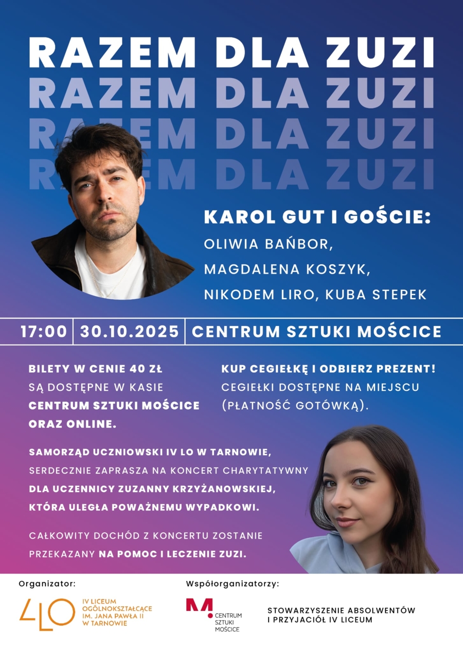 Plakat koncertu charytatywnego "Razem dla Zuzi"