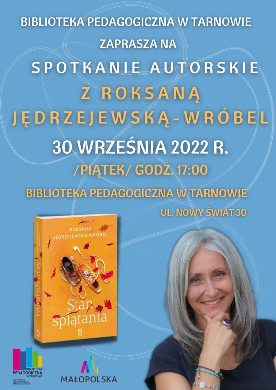Plakat spotkania autorskiego z Roksaną Jędrzejewską-Wróbel