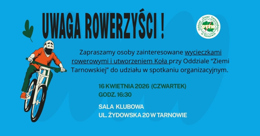 Plakat spotkania organizacyjnego Koła Rowerowego