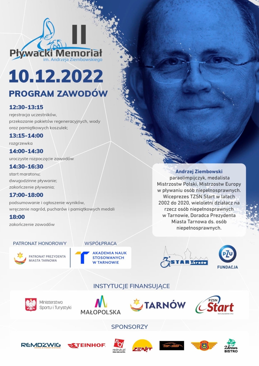 Plakat II Pływackiego Memoriału im. Andrzeja Ziembowskiego