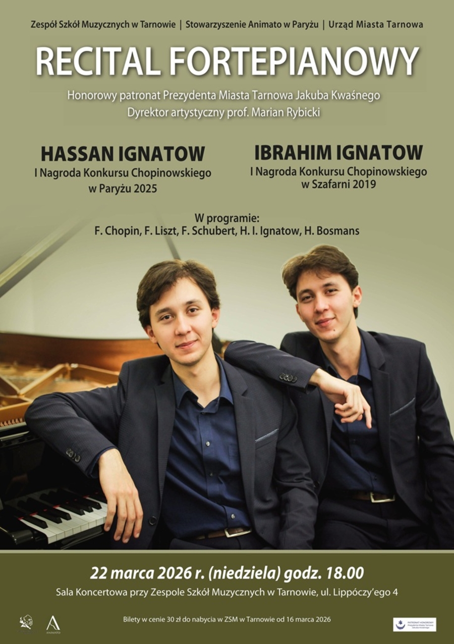 Plakat recitalu fortepianowego braci Ignatow