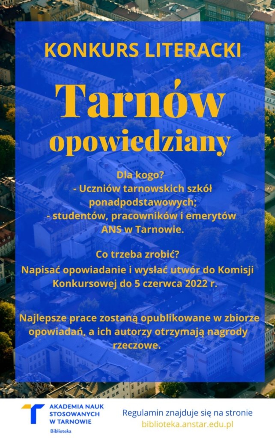 Plakat konkursu literackiego "Tarnów opowiedziany"