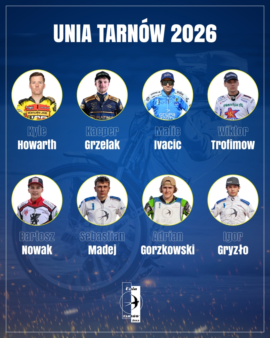 Plakat przedstawiający żużlowców Unii