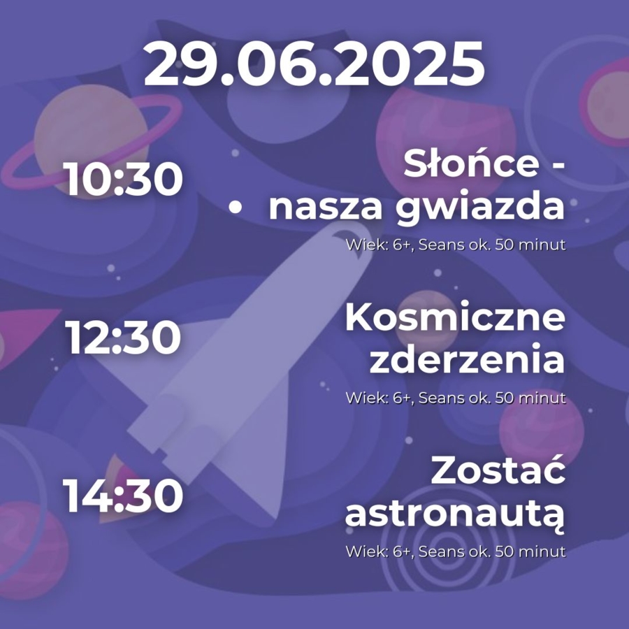 Plakat niedzielnych seansów w Planetarium