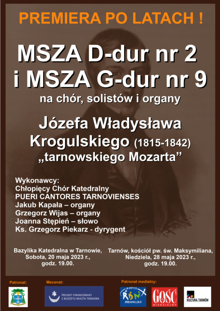 Plakat koncertów z muzyką Józefa Krogulskiego